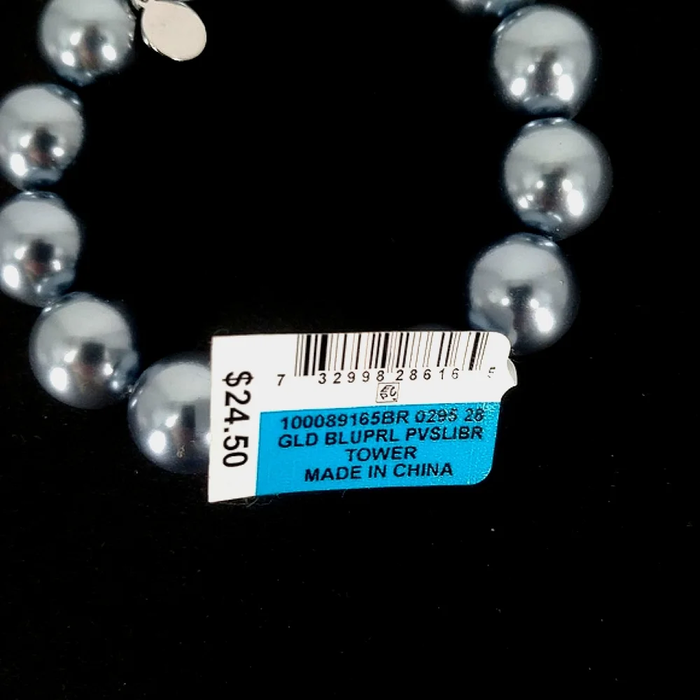 Charter Club Blue Pearl Stretch Bracelet - Picture 3 of 3